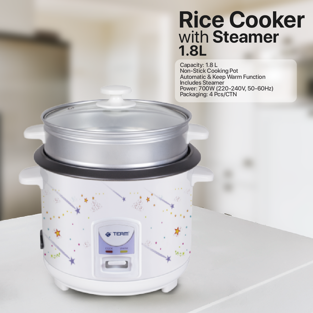 1.8L Rice Cooker with Steamer