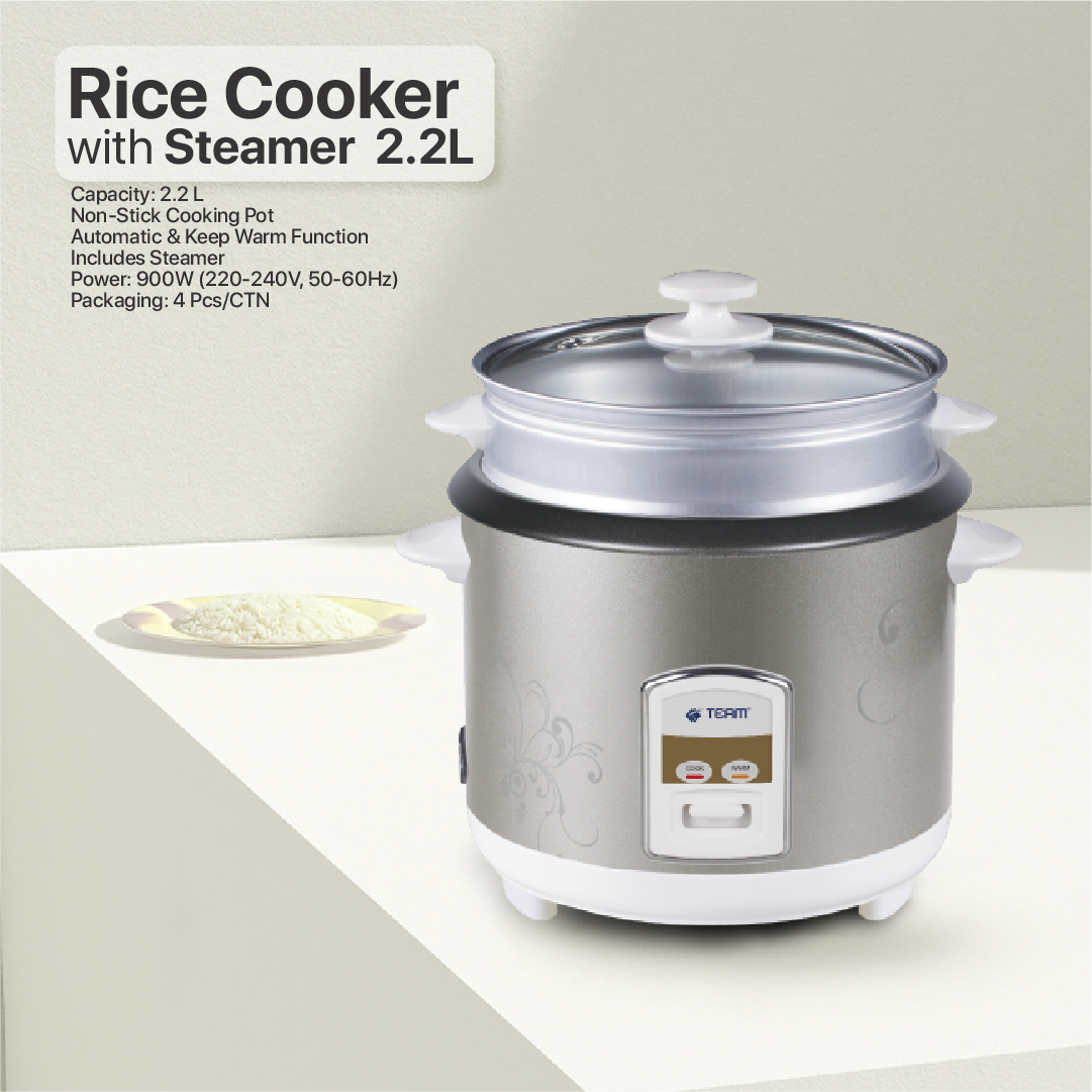 2.2L Rice Cooker with Steamer