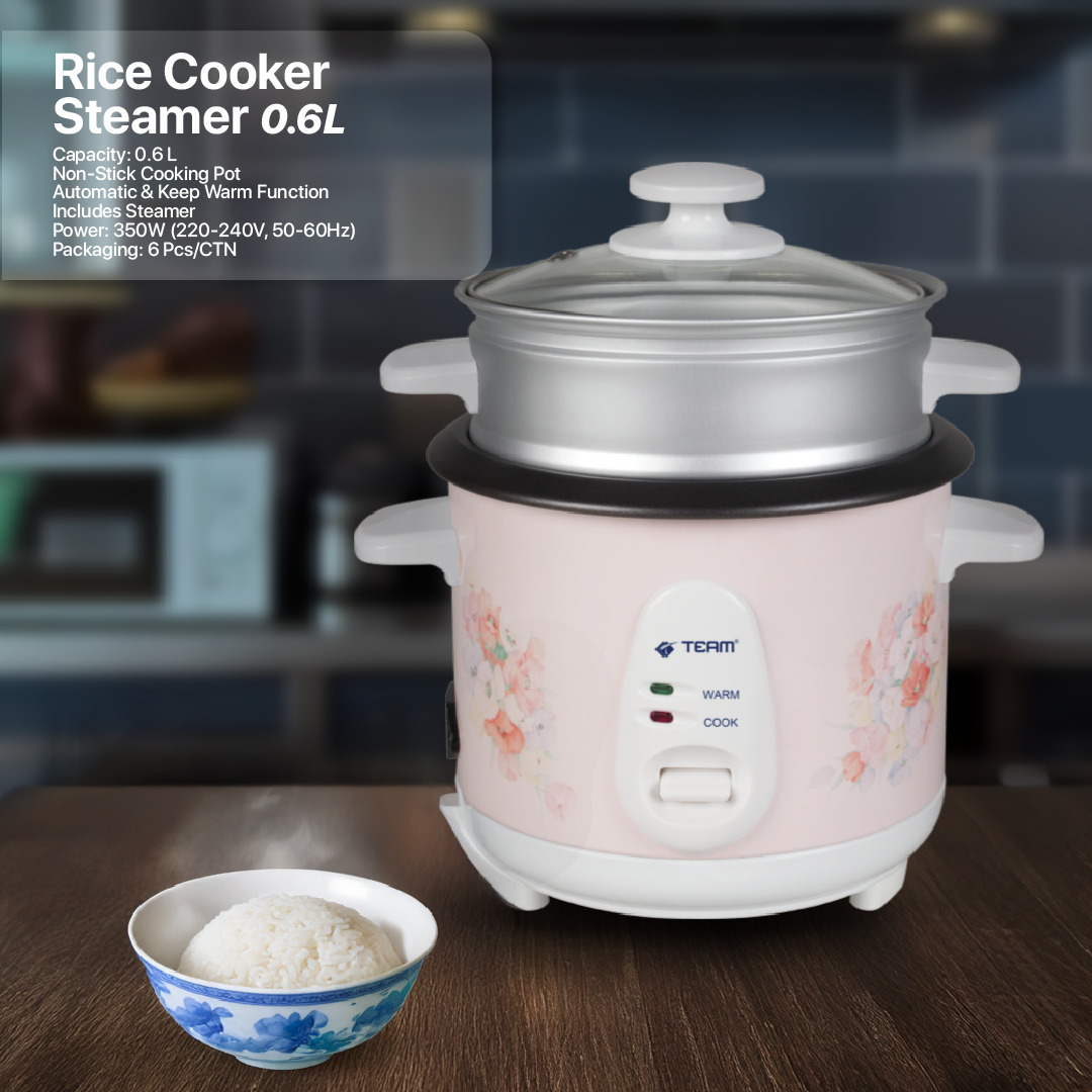 0.6L Rice Cooker with Steamer