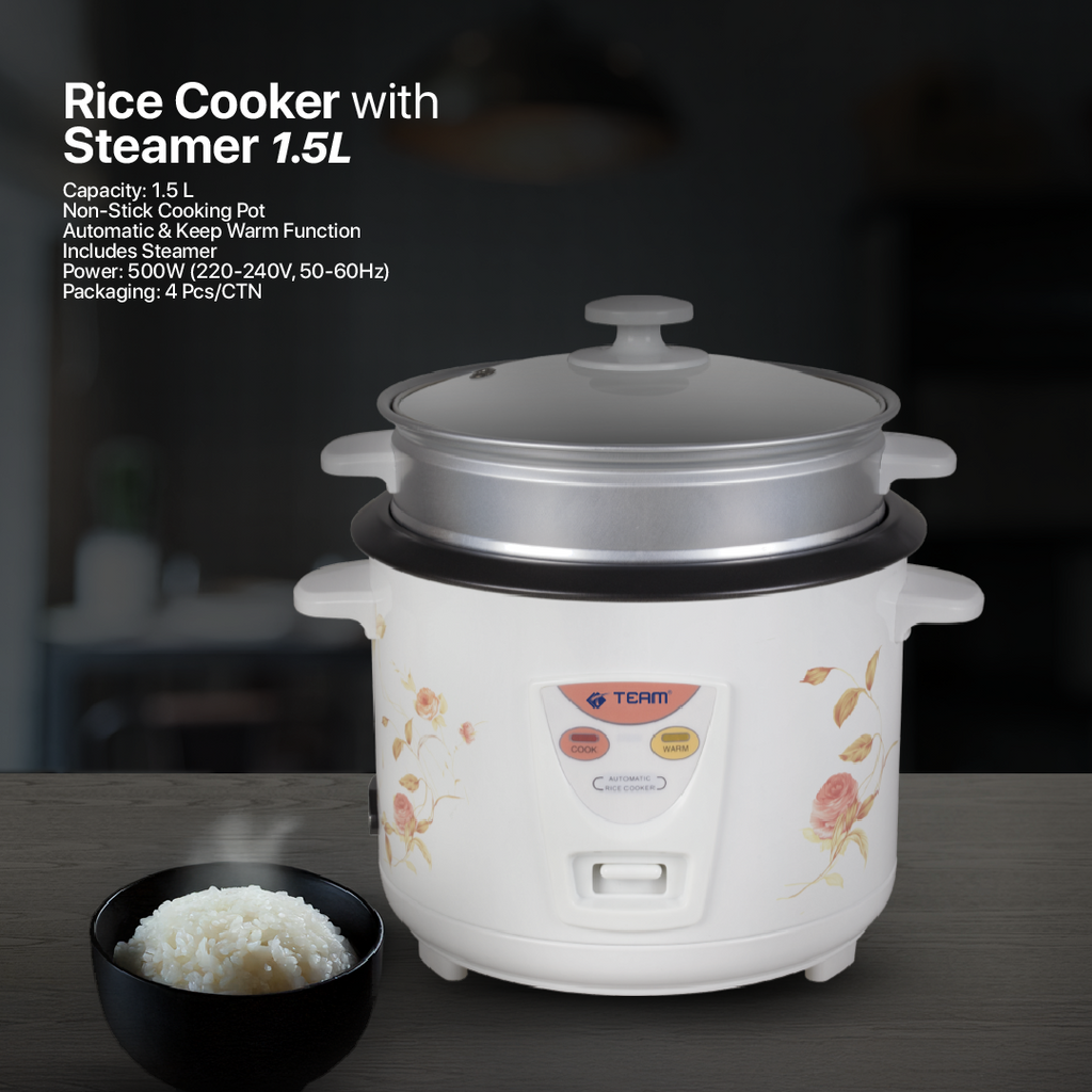 1.5L Rice Cooker with Steamer
