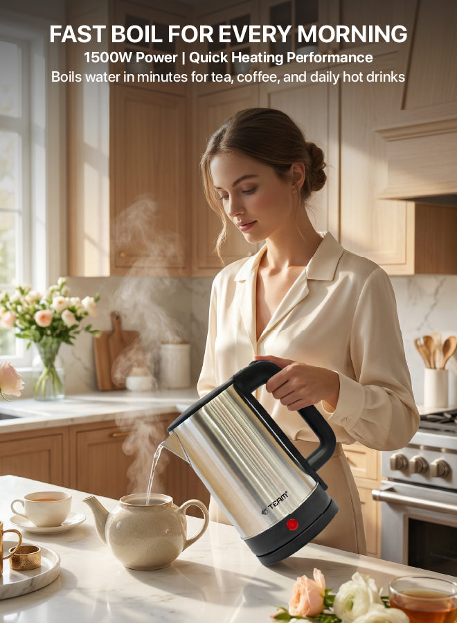 1500W Stainless Steel Cordless Electric Kettle 1.5L