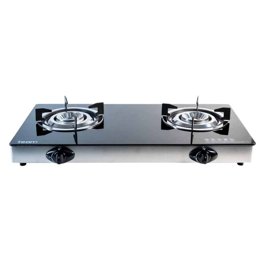 Gas Cooker Double Glass Top