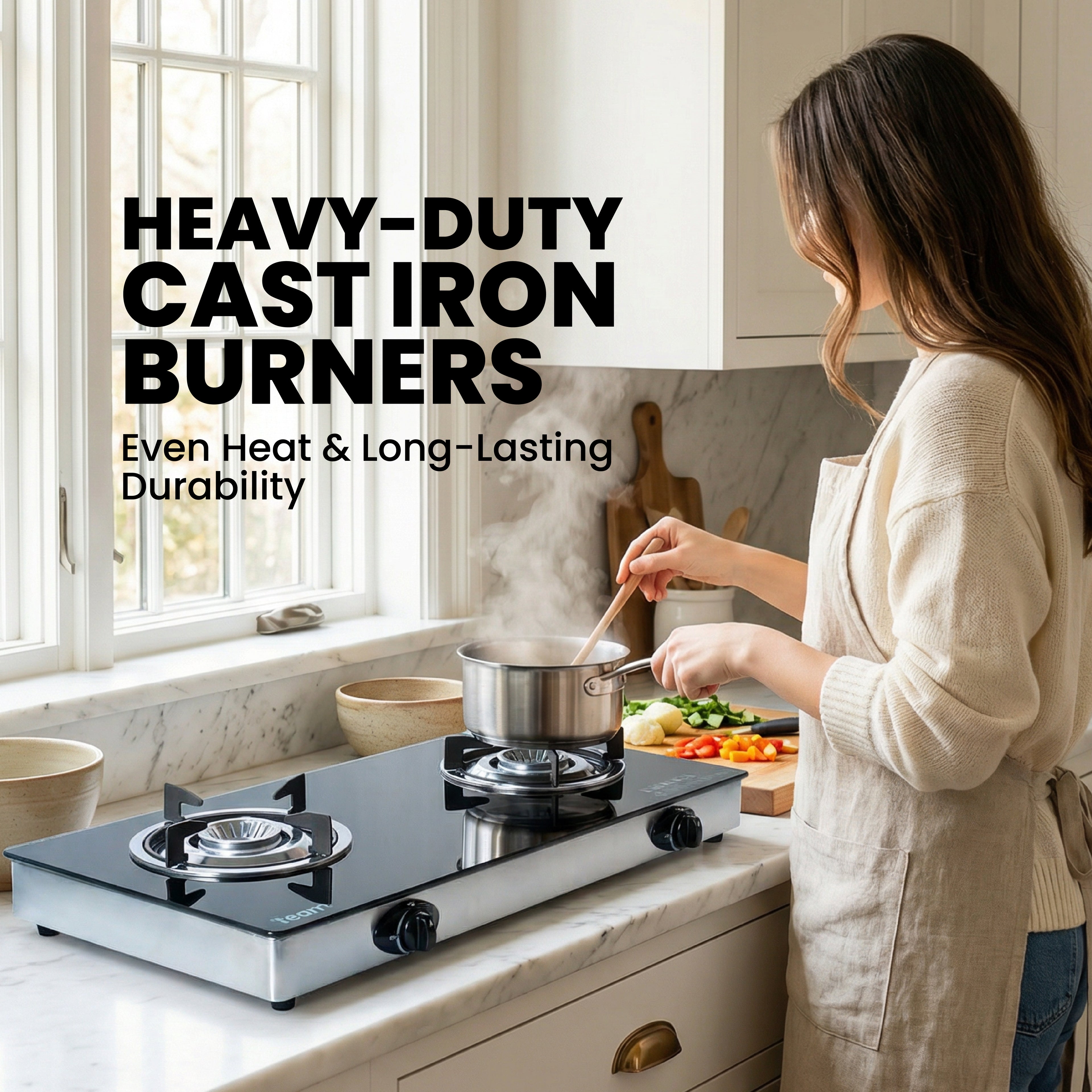 Gas Cooker Double Glass Top