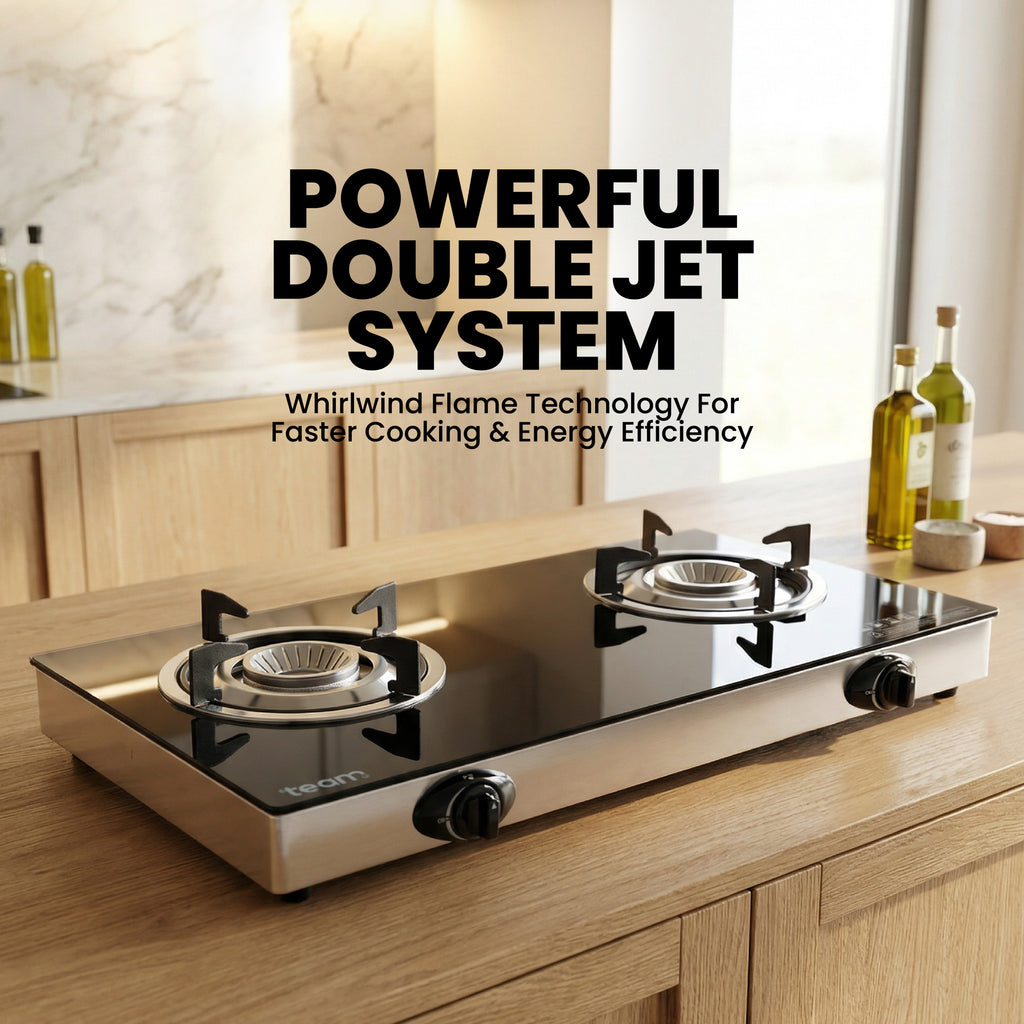 Gas Cooker Double Glass Top