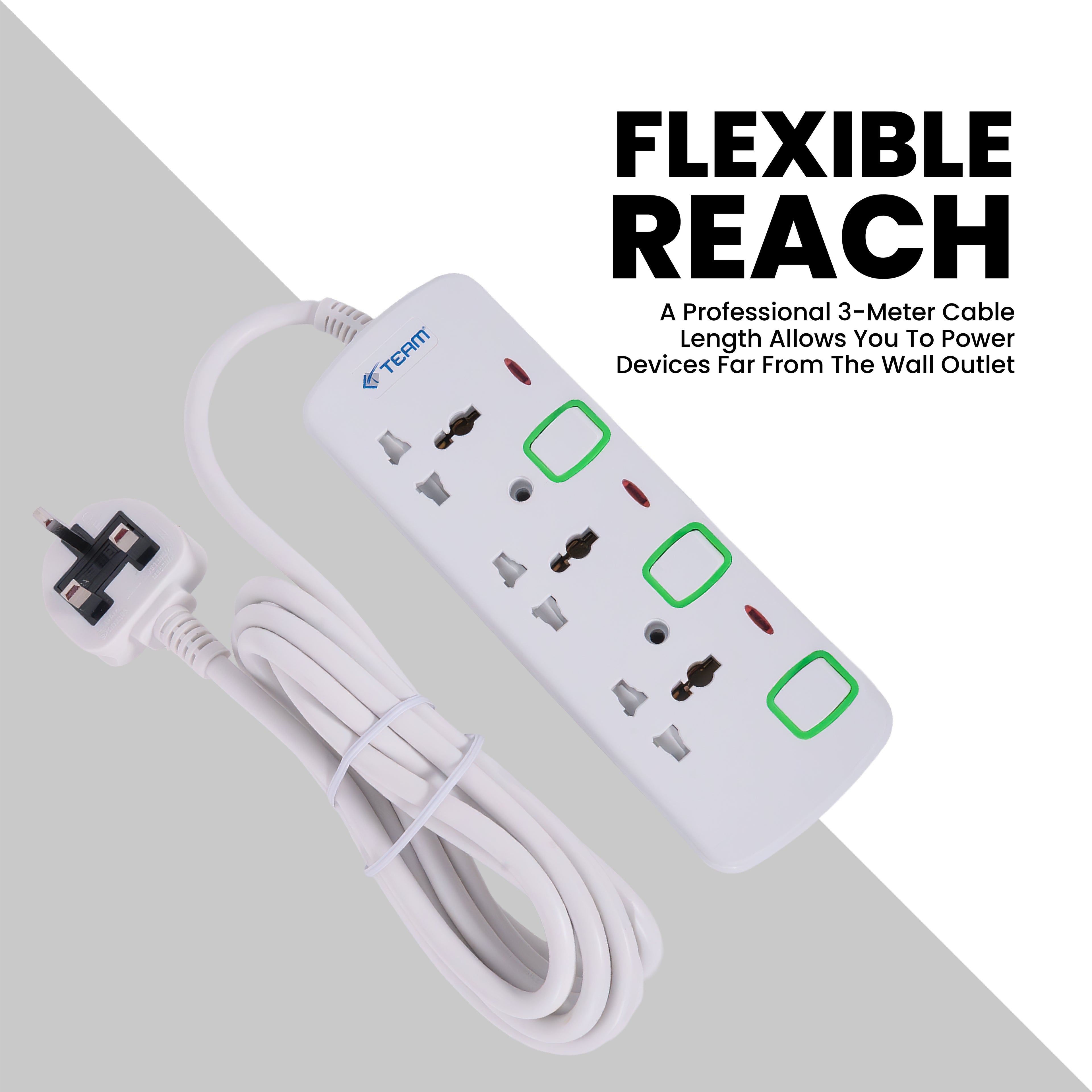 3‑Way Extension Power Socket – 3M