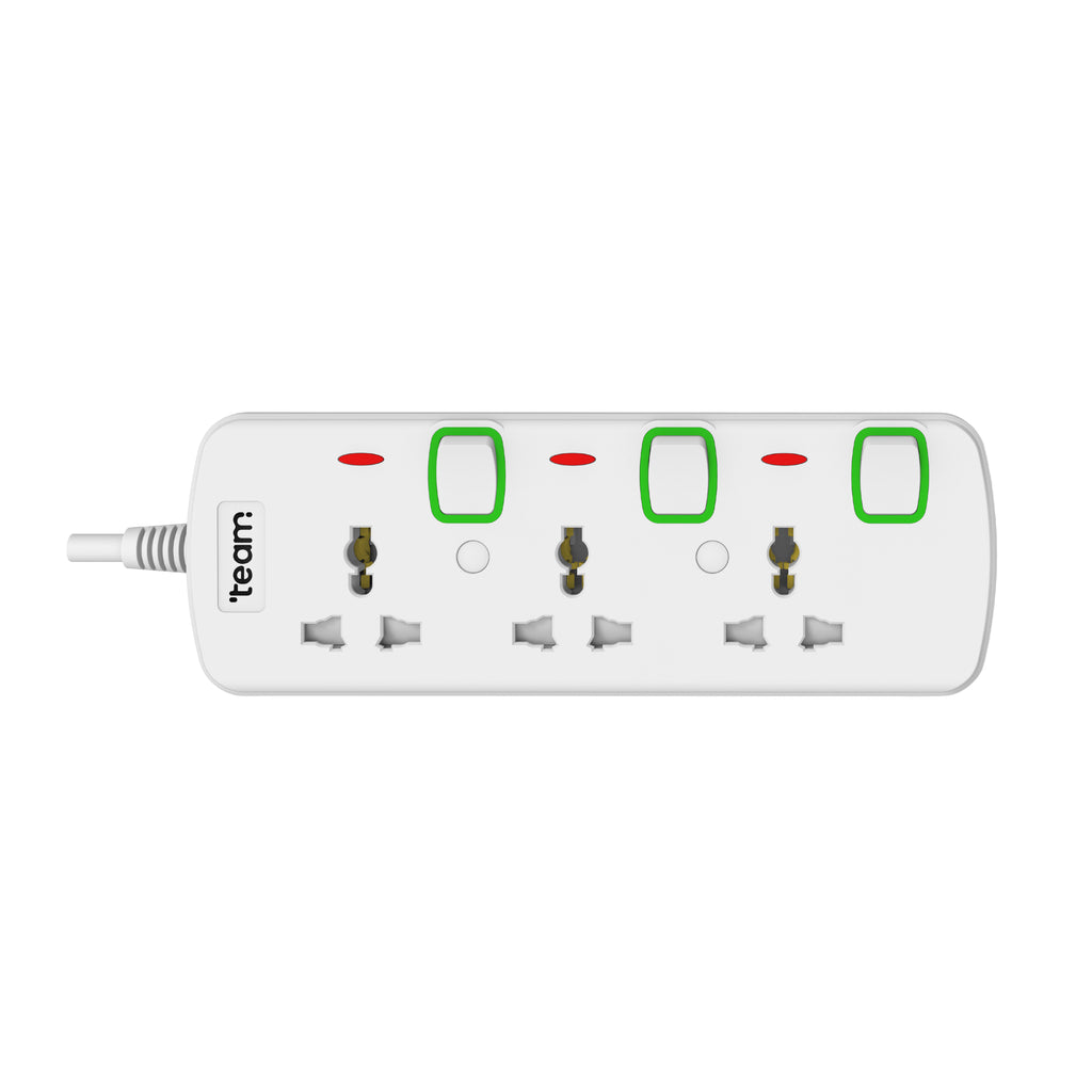 3-Way Universal Extension Socket with Individual Switches | 3 Meter Cable |