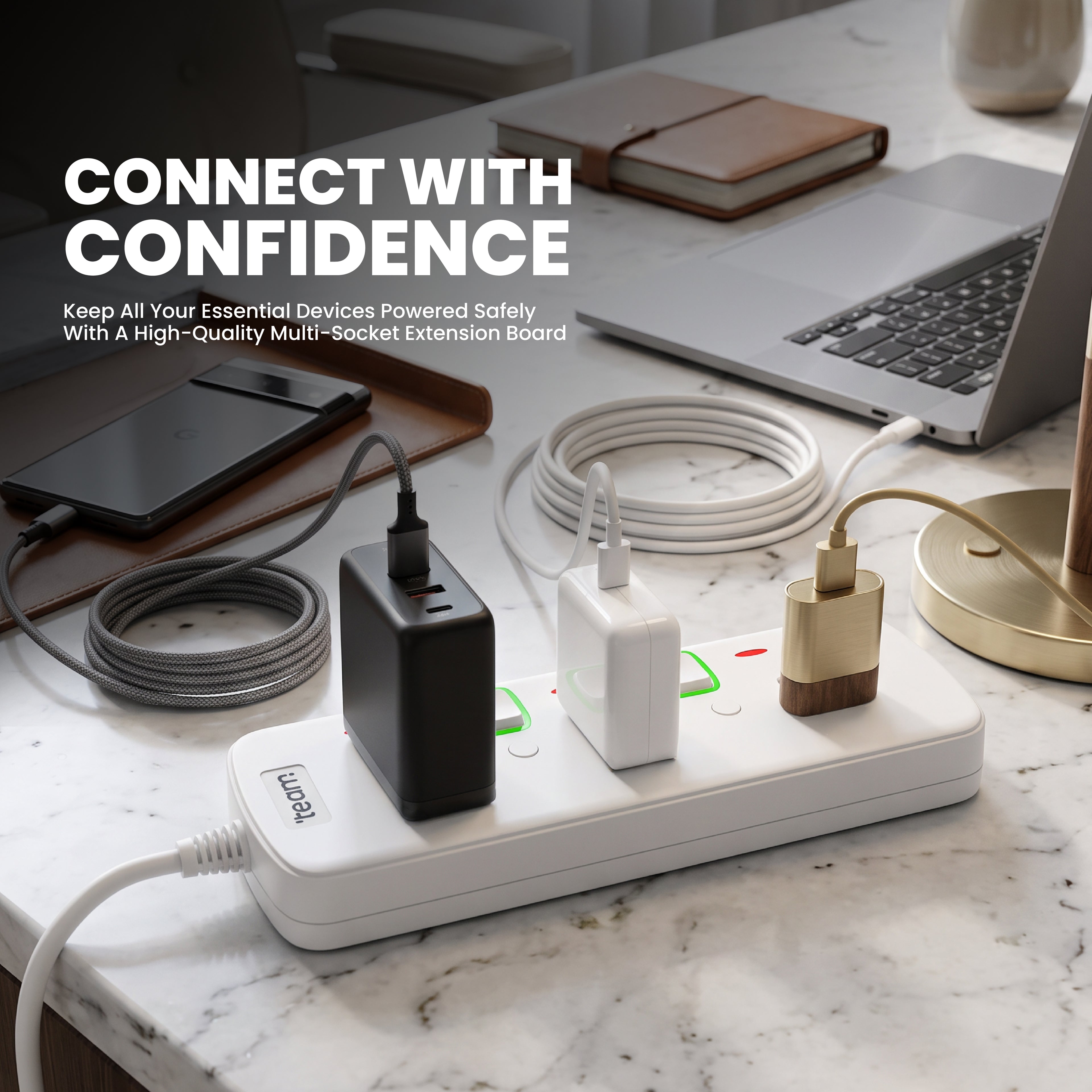 3-Way Universal Extension Socket with Individual Switches | 3 Meter Cable |