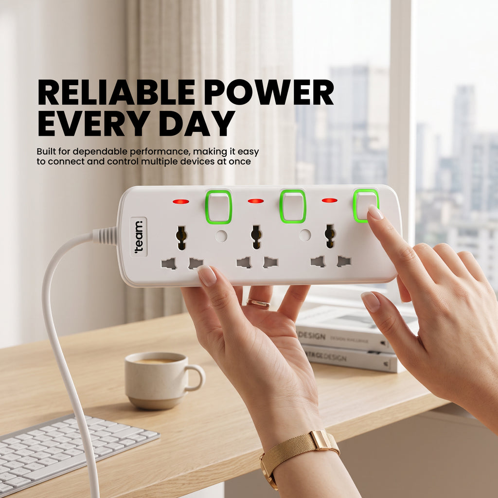 3-Way Universal Extension Socket with Individual Switches | 3 Meter Cable |