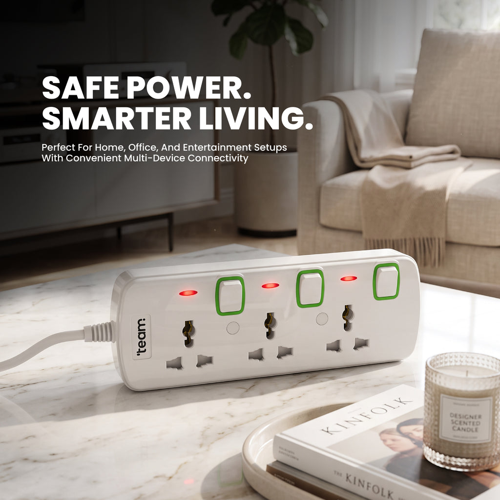 3-Way Universal Extension Socket with Individual Switches | 3 Meter Cable |