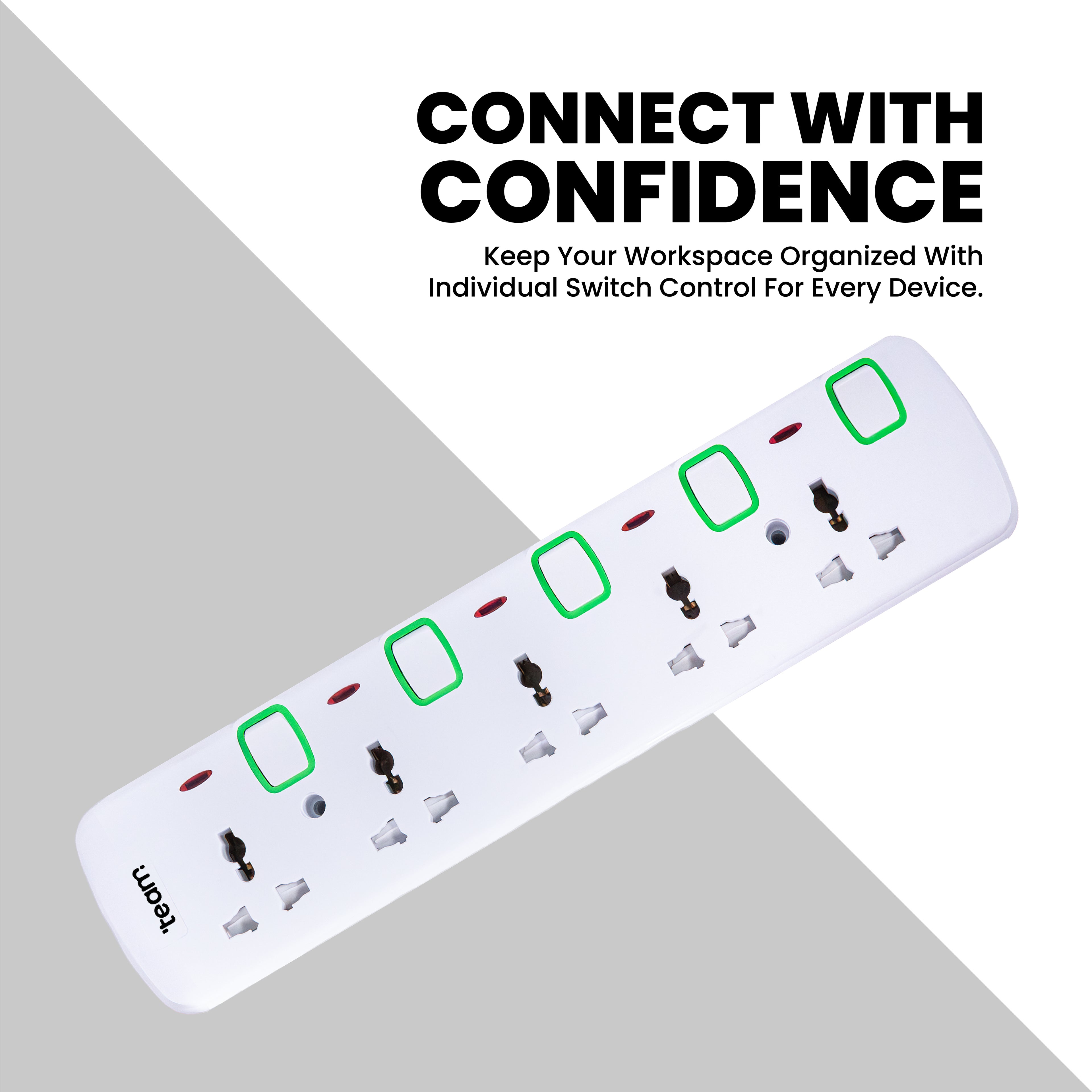 Extension Socket 5M with 5 Universal Outlets & 3 USB Ports